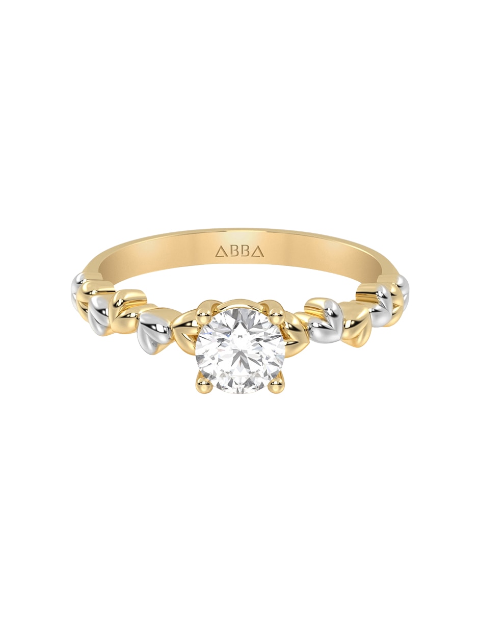 Anillo de compromiso de oro 14 K moissanita