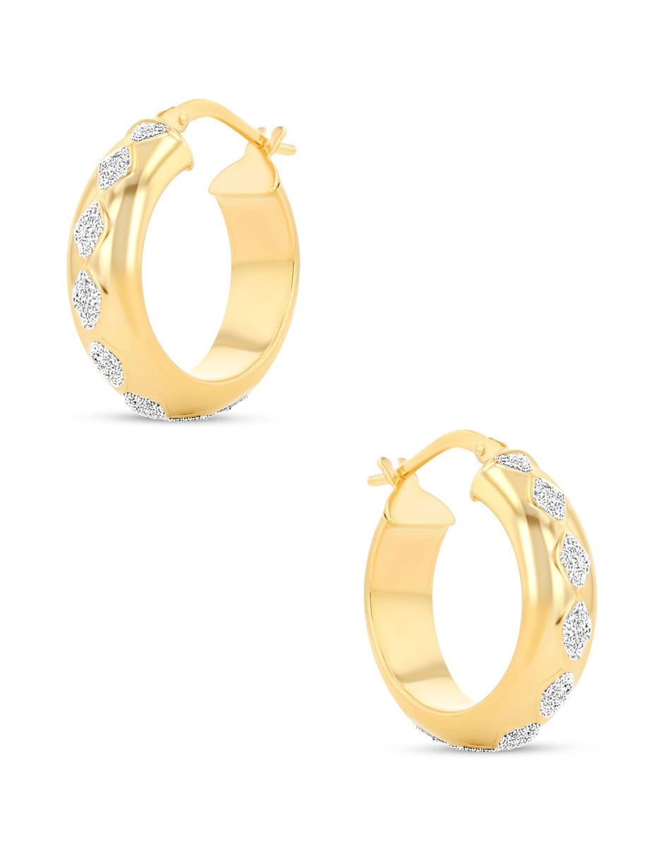 Arracadas circulares Joyerías Bizzarro de oro amarillo 14 K con acabado brillante