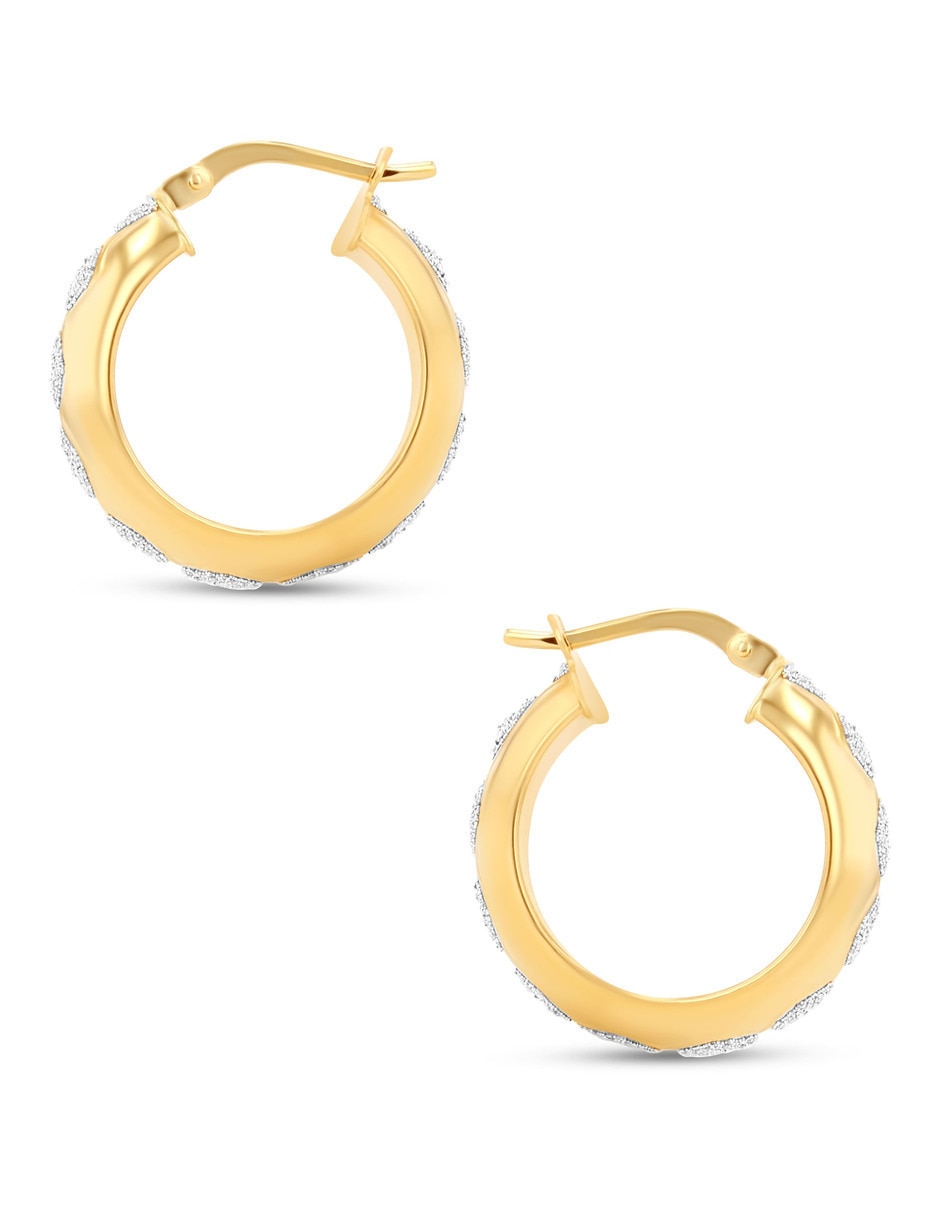 Arracadas circulares Joyerías Bizzarro de oro amarillo 14 K con acabado brillante