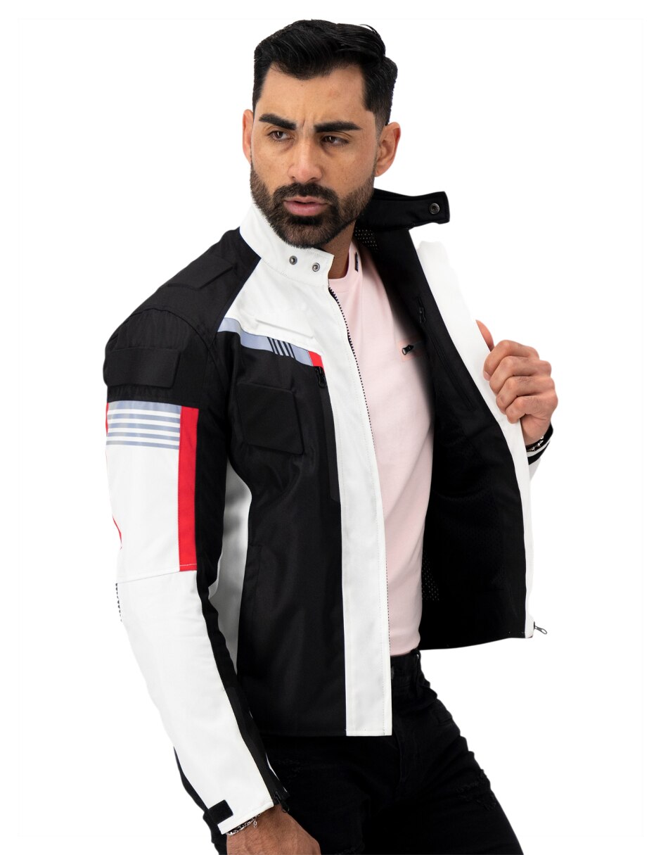 Chamarra para motociclista con bolsillos para hombre 3