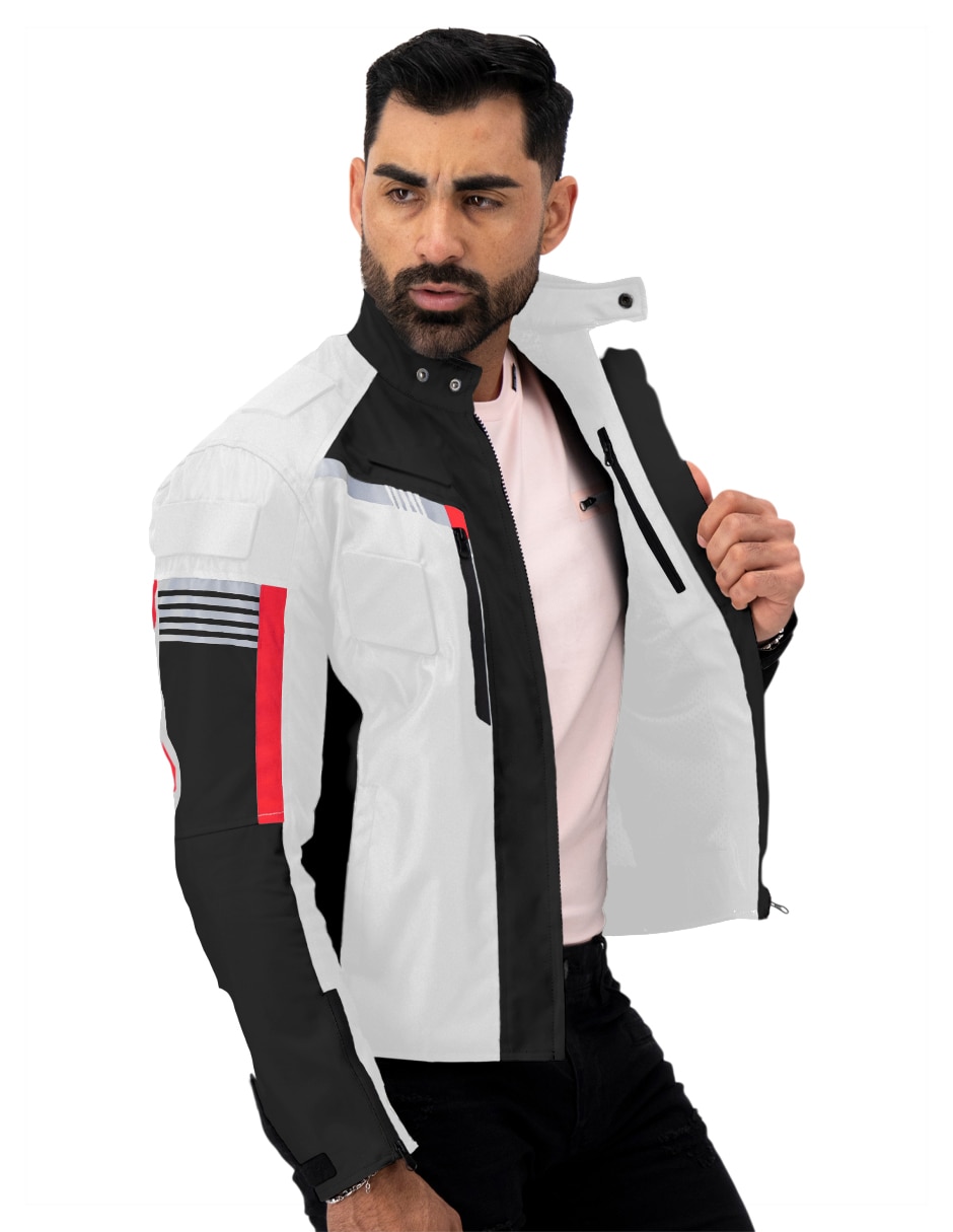 Chamarra para motociclista con bolsillos para hombre 3