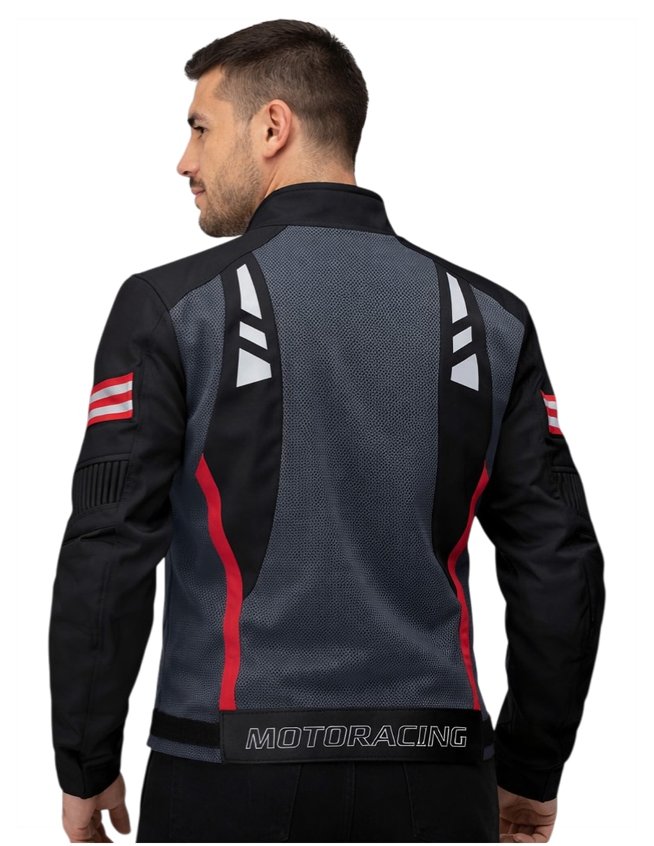 Chamarra para motociclista con bolsillos para hombre 2