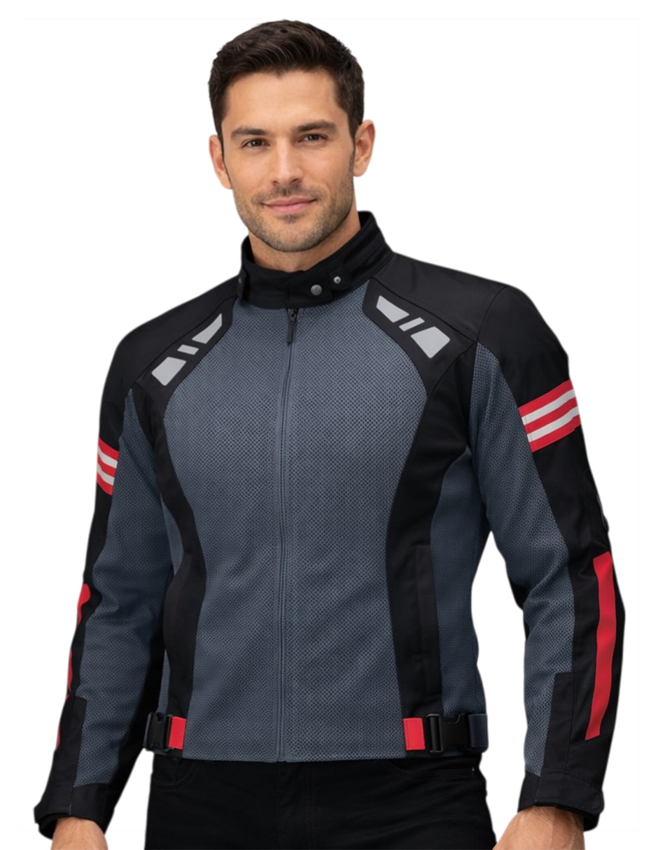 Chamarra para motociclista con bolsillos para hombre 1