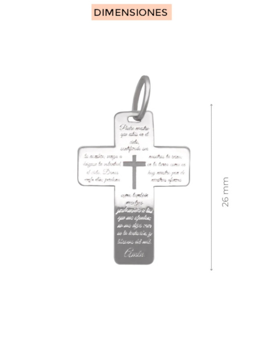 Dije de cruz Fianelli Oratio de oro blanco 14 K