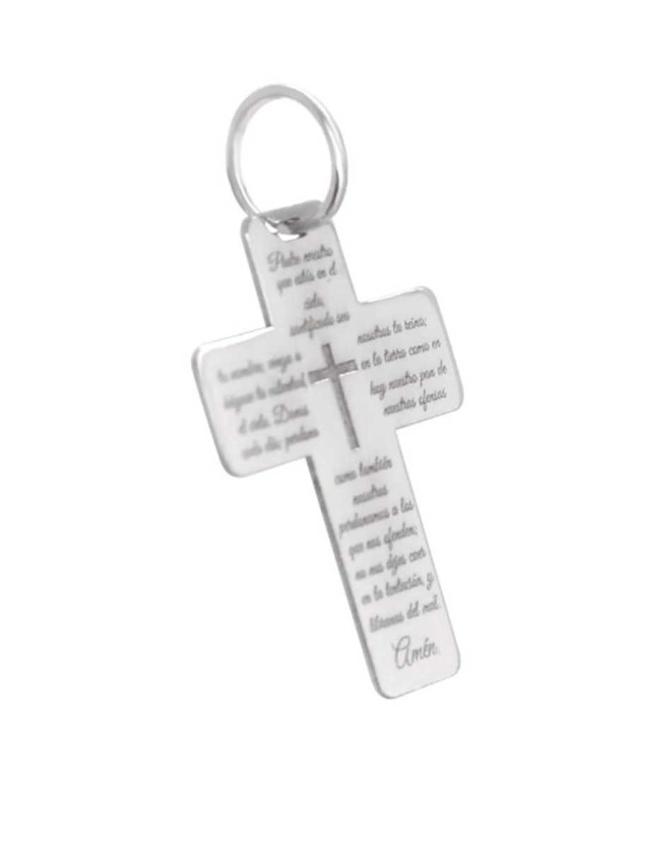 Dije de cruz Fianelli Oratio de oro blanco 14 K