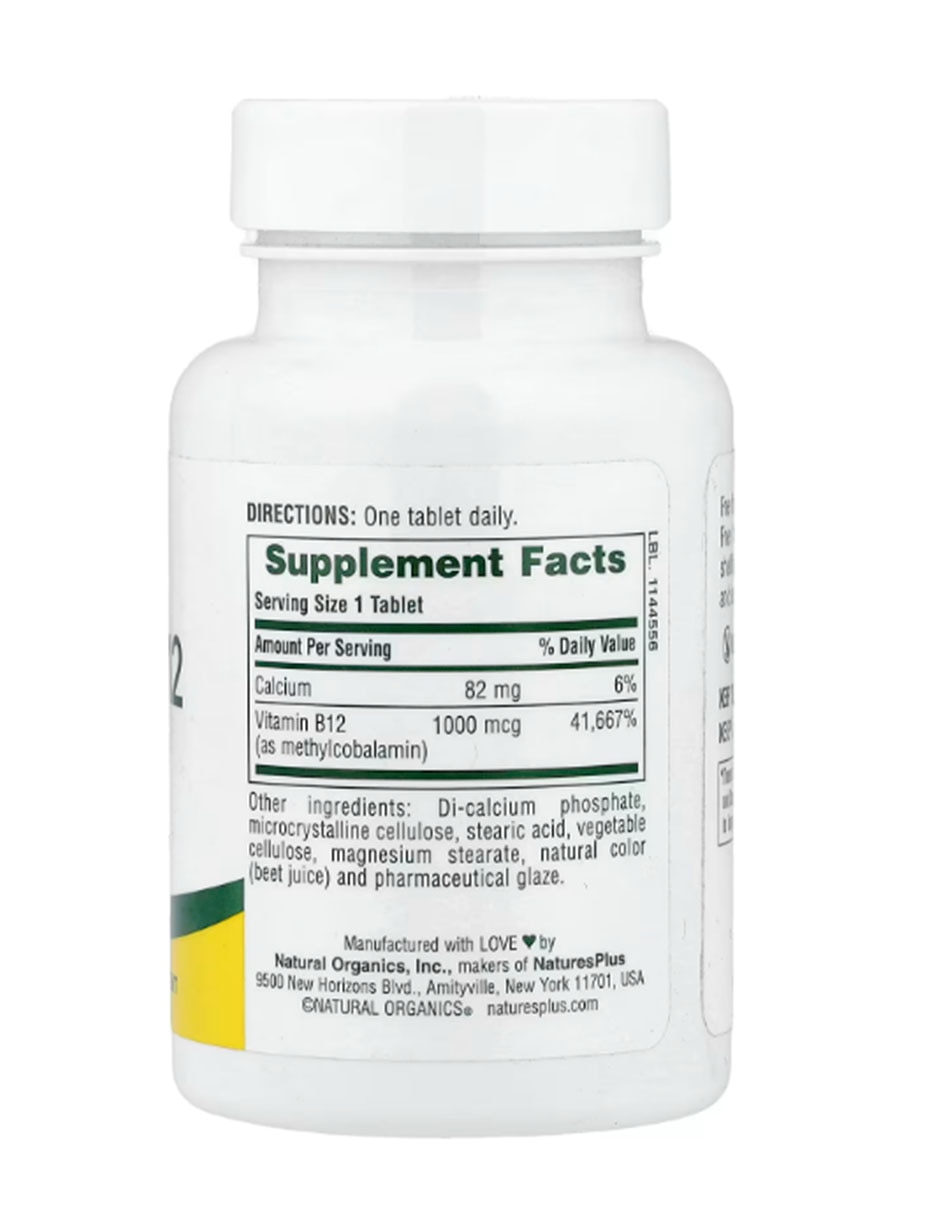 Vitamin B12 1 000 mcg 90 tabletas NATURESPLUS con Vitamina B12 sabor Sin sabor de