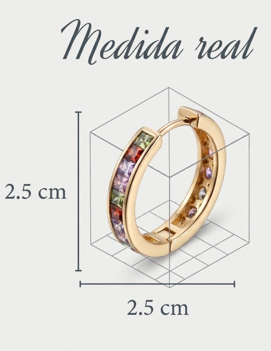 Aretes huggies CM-TOP de oro laminado 14 K Zirconia cúbica