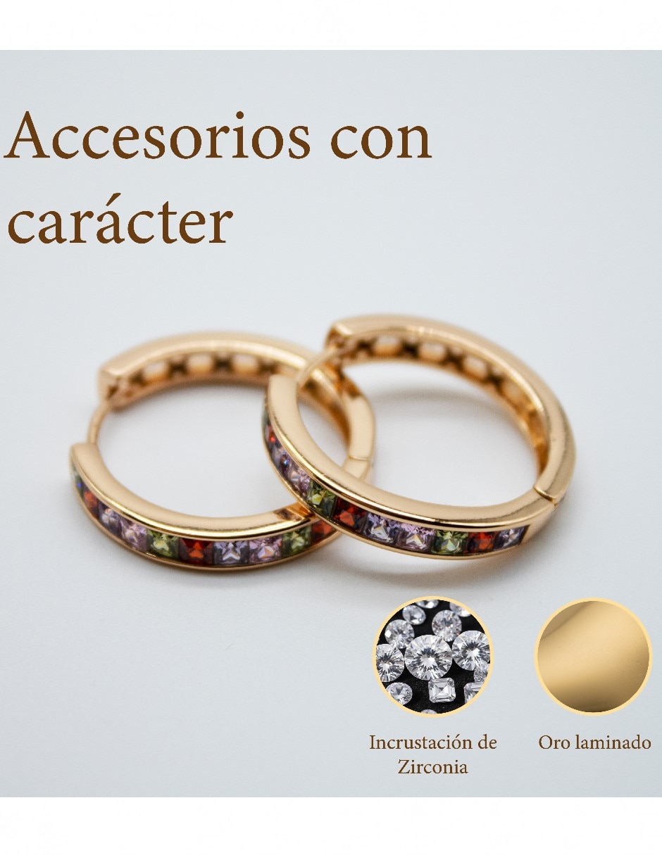 Aretes huggies CM-TOP de oro laminado 14 K Zirconia cúbica