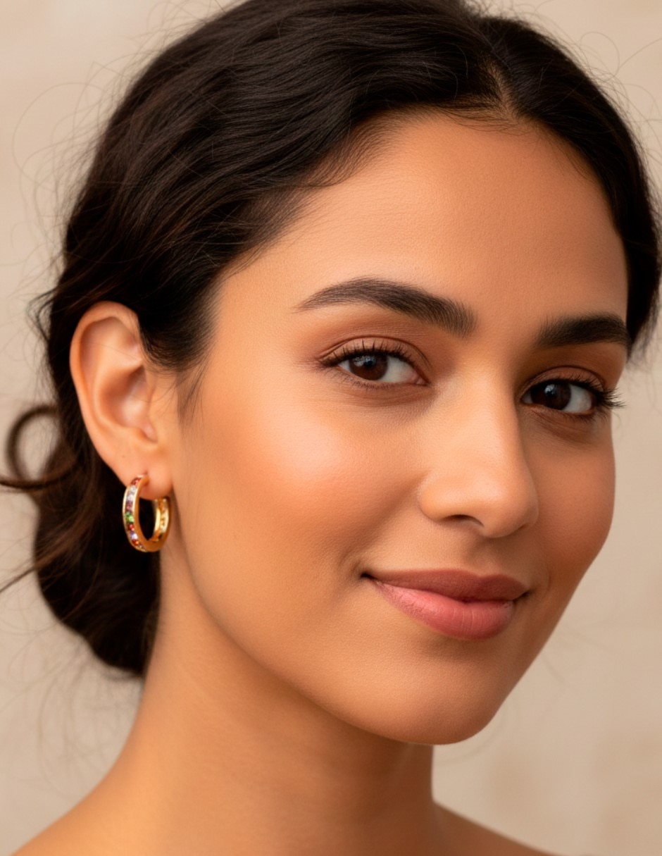 Aretes huggies CM-TOP de oro laminado 14 K Zirconia cúbica