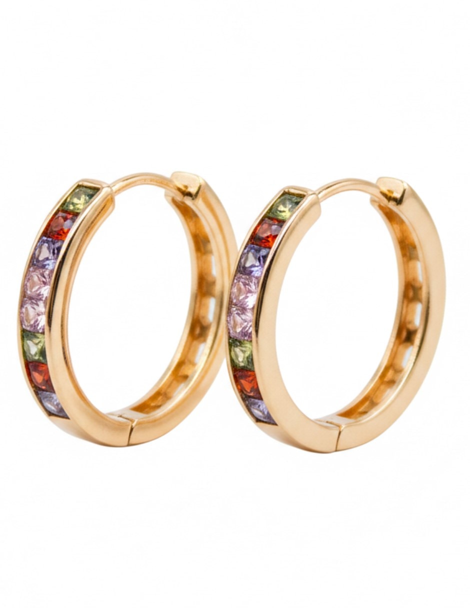 Aretes huggies de oro laminado 14 K Zirconia cúbica