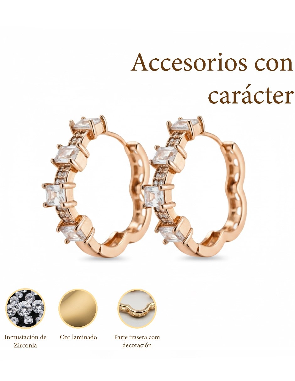 Aretes huggies de Oro laminado 14 K zirconia cúbica 5