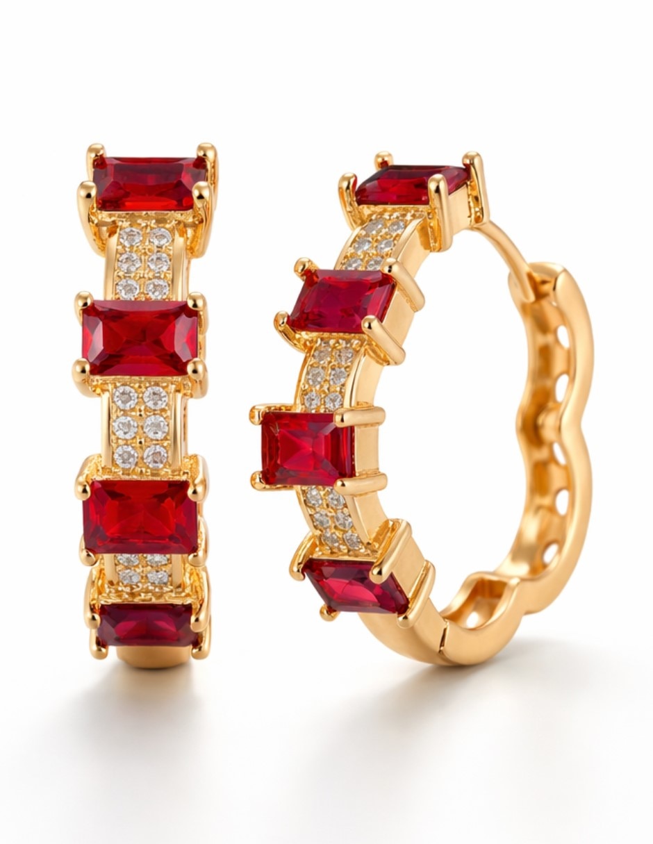 Aretes huggies CM-TOP de Oro laminado 14 K zirconia cúbica