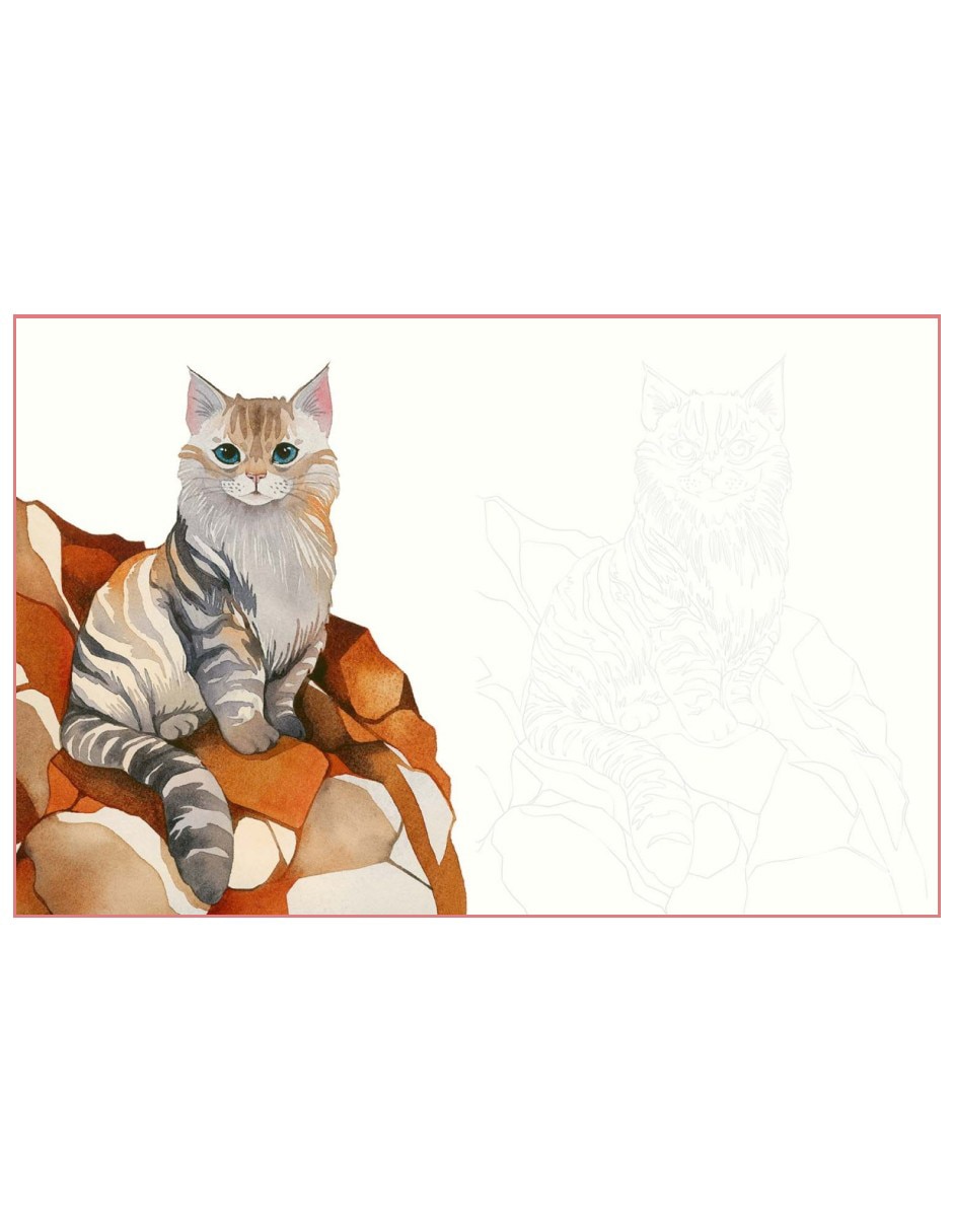 Libro Gatos en Acuarela 22 Dibujos para Pintar o Colorear: la Suavidad de los Rasgos Felinos de Emilie Lienard