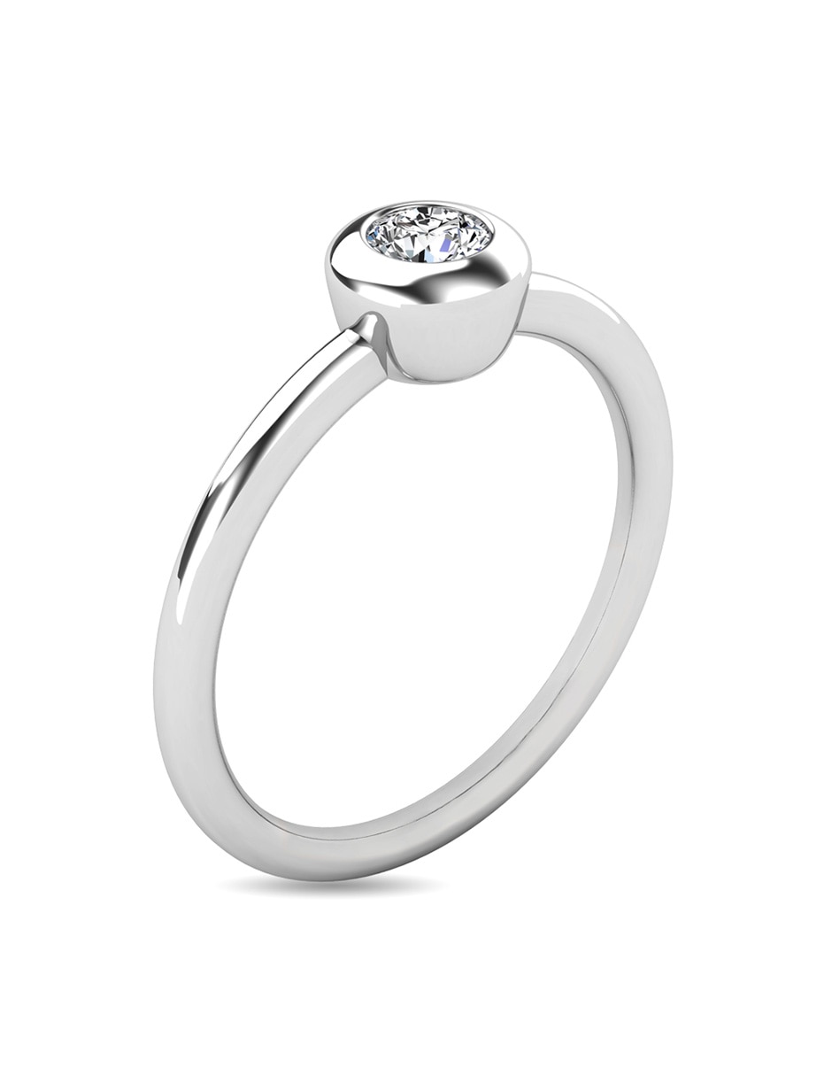Anillo de compromiso de oro blanco 10 k diamante