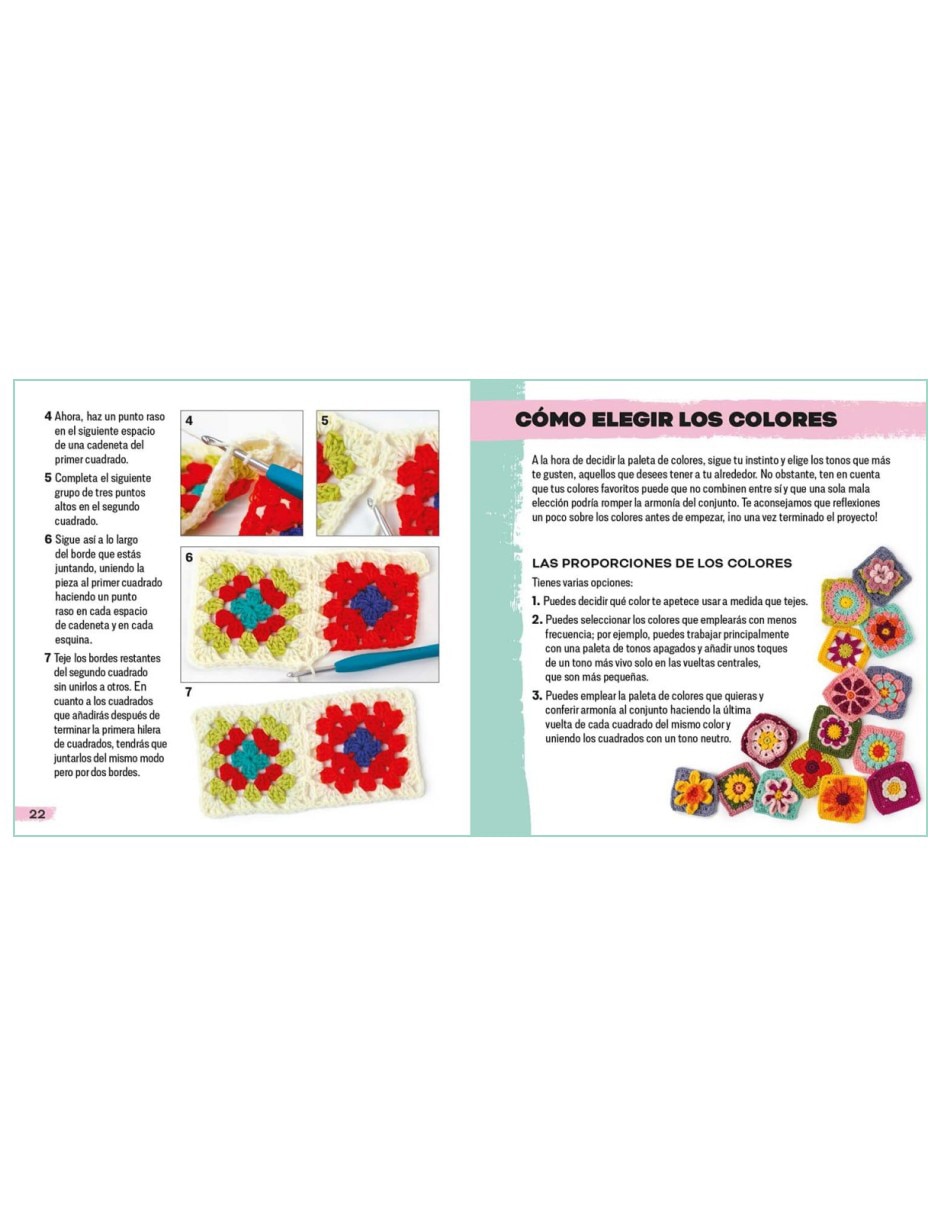 Libro Mezcla y Combina Granny Squares Flores 50 Diseños para Crear: la Herramienta Definitiva de Claire Montgomerie