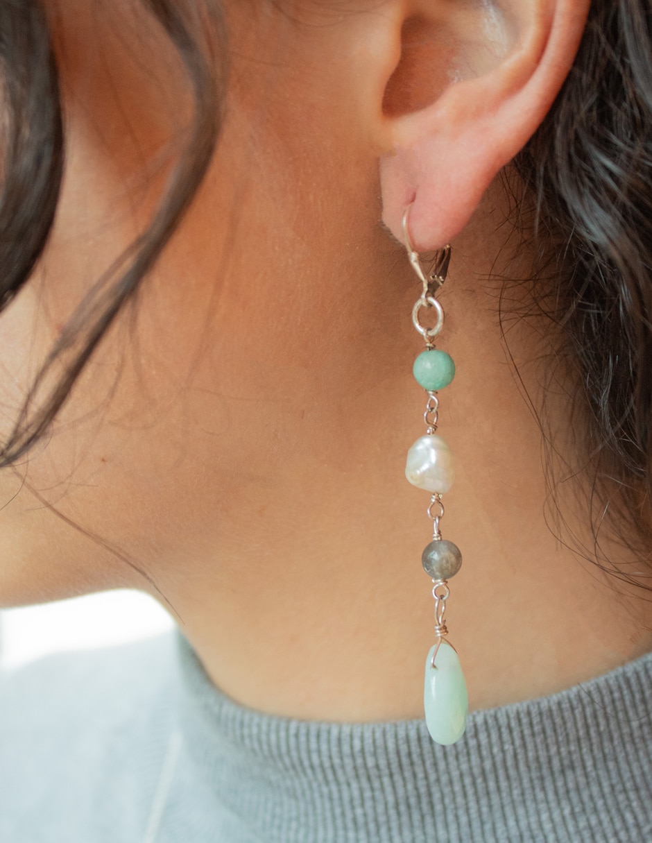 Aretes de gota Anante Terra de Plata P 925 con acabado brillante Ágata