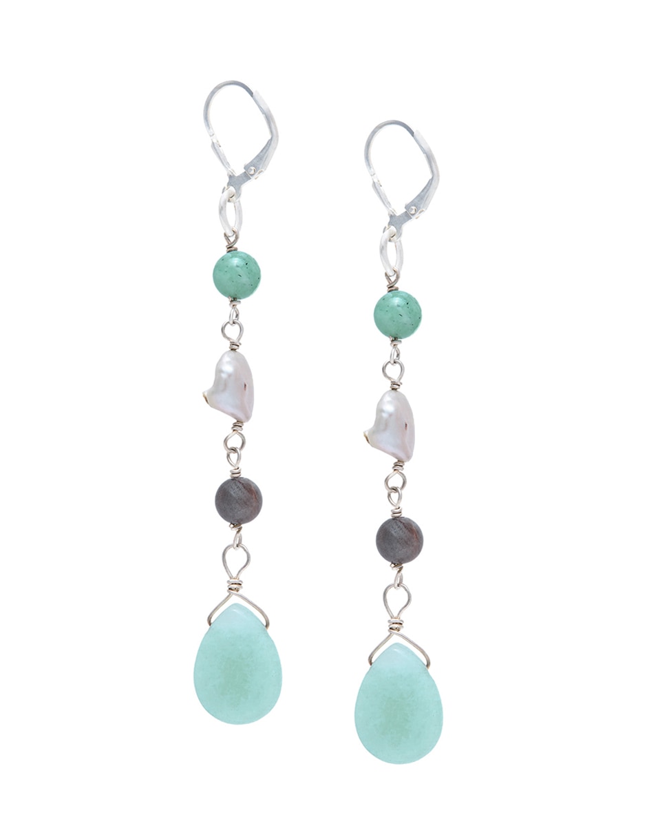 Aretes de gota Anante Terra de Plata P 925 con acabado brillante Ágata