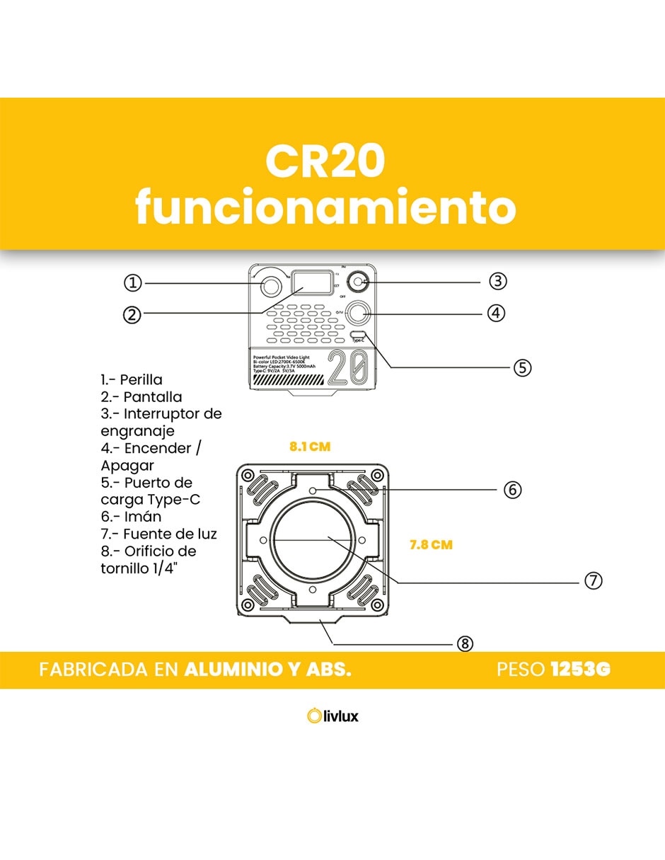 Lámpara para fotografía Livlux CR20