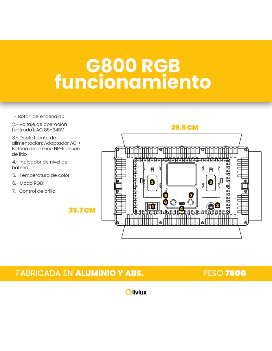 Lámpara para fotografía Livlux G800