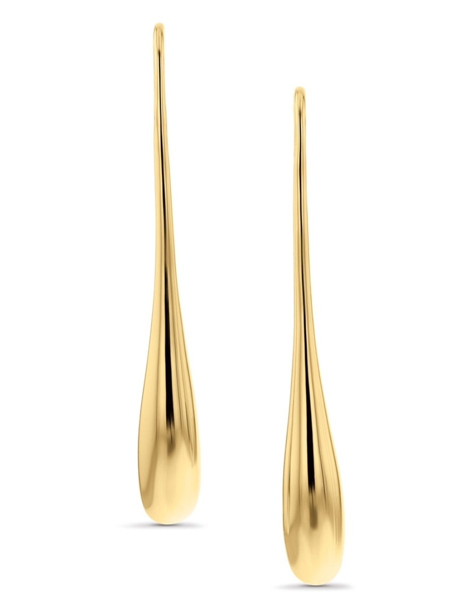 Aretes largos de gota Calvin Klein Teardrop de Plata P 925 y 14 K con acabado pulido