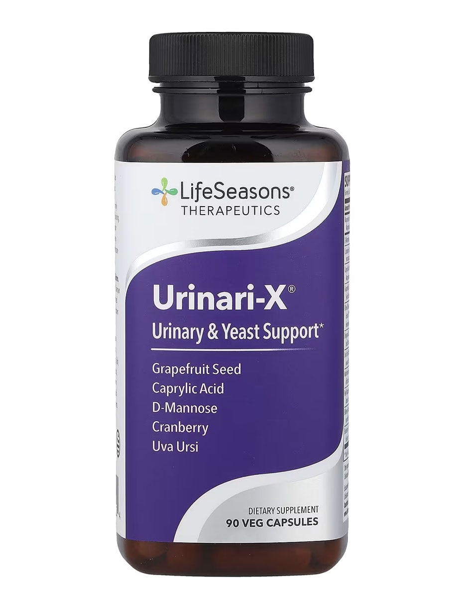 Urinari-X apoyo para el sistema urinario y la candidiasis LifeSeasons con D-Manosa de 90 cápsulas