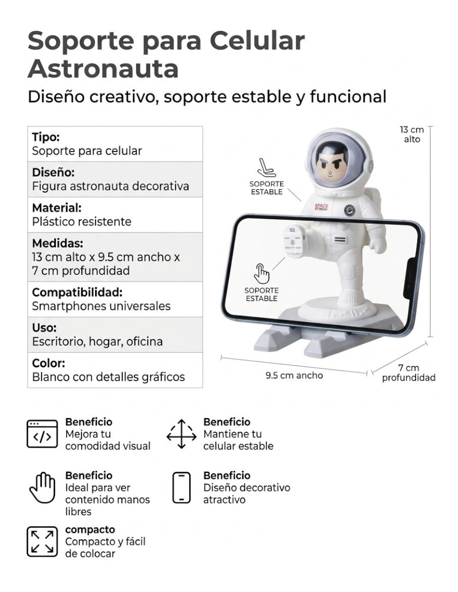 Soporte para celular Cm-Top inalámbrico edición línea astronauta