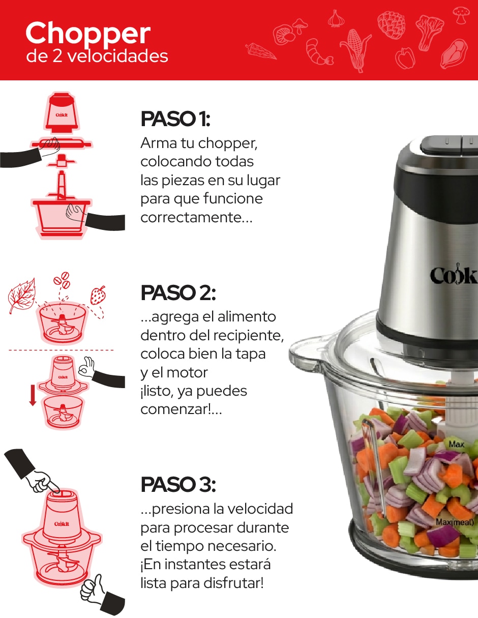 Procesador de alimentos cuchillas de acero inoxidable