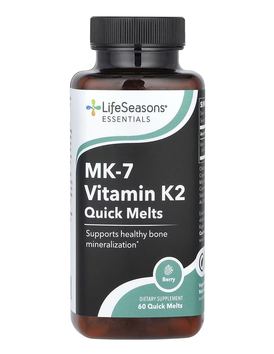 MK-7 Vitamina K2 Quick Melts Lifeseasons con vitamina D3 sabor frutos rojos de 60 cápsulas
