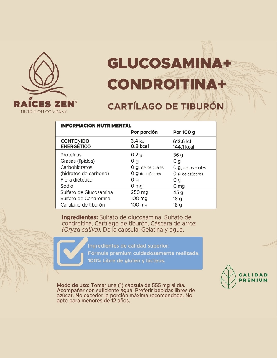 Glucosamina Condroitina + Raíces Zen Raices Zen de 60 cap
