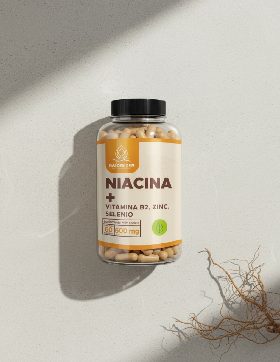 Niacina + Raíces Zen 60 Cápsulas RAÍCES ZEN con Niacinamida sabor Sin sabor de
