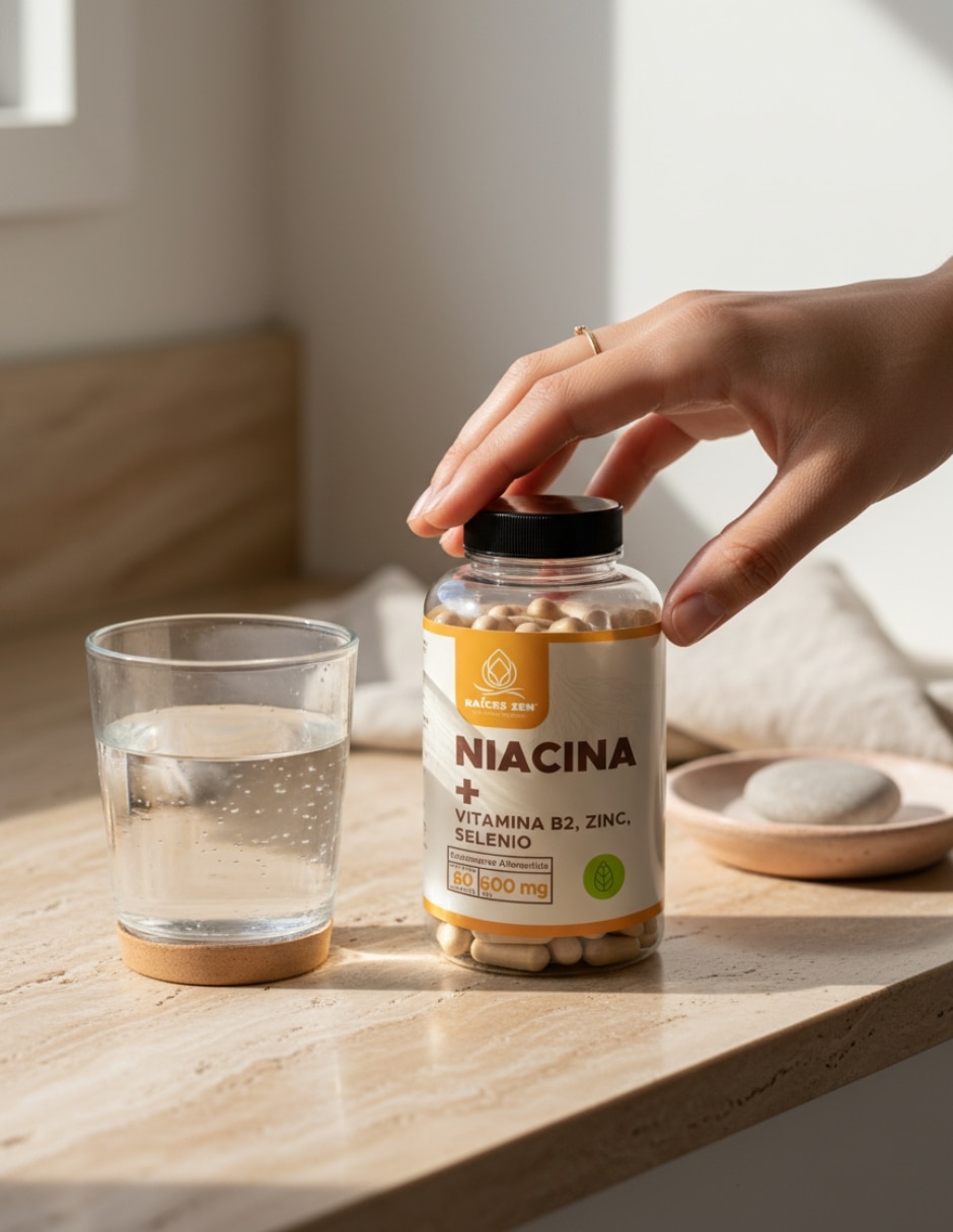 Niacina + Raíces Zen 60 Cápsulas RAÍCES ZEN con Niacinamida sabor Sin sabor de
