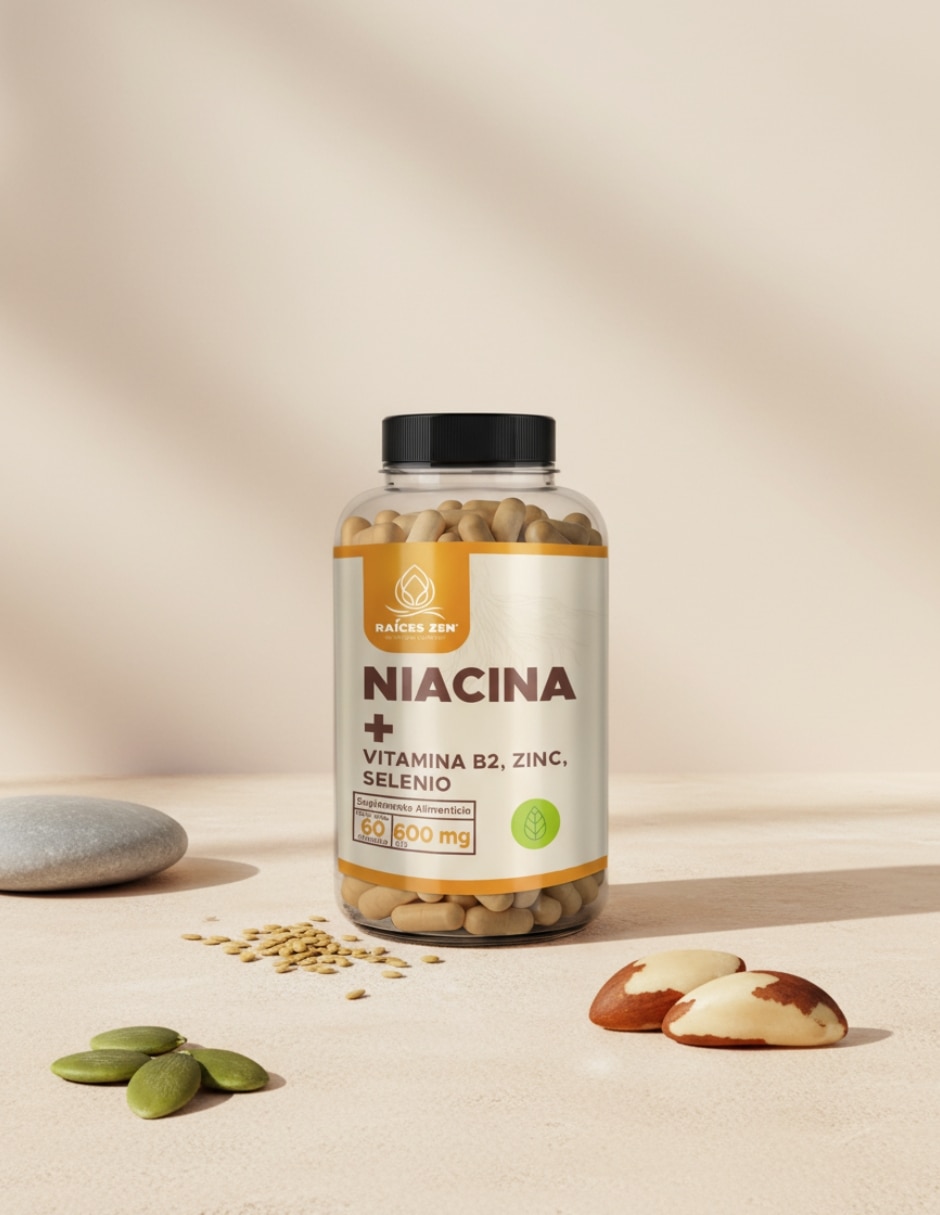 Niacina + Raíces Zen 60 Cápsulas RAÍCES ZEN con Niacinamida sabor Sin sabor de