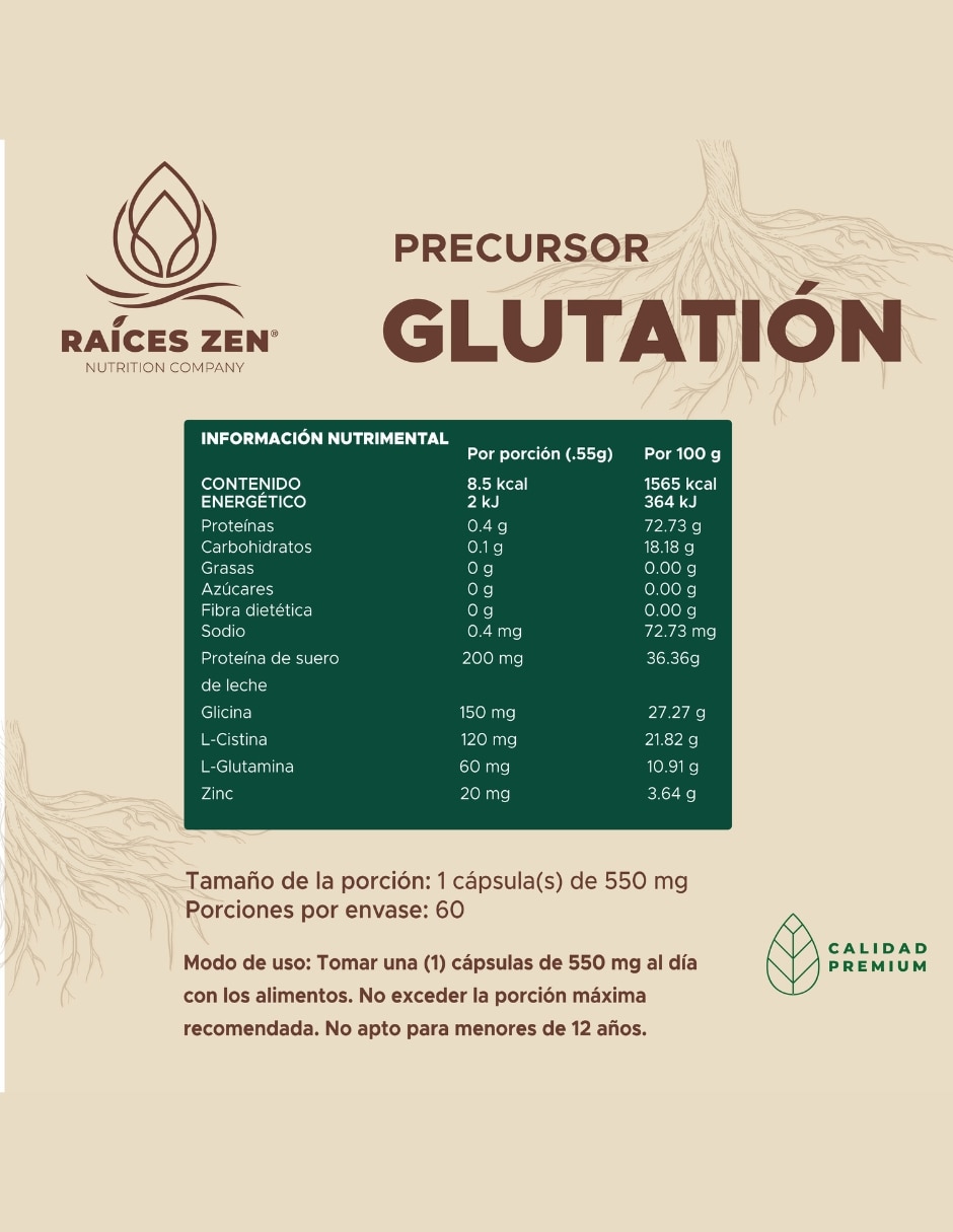 Precursor de Glutation Raíces Zen Raices Zen de 60 cap