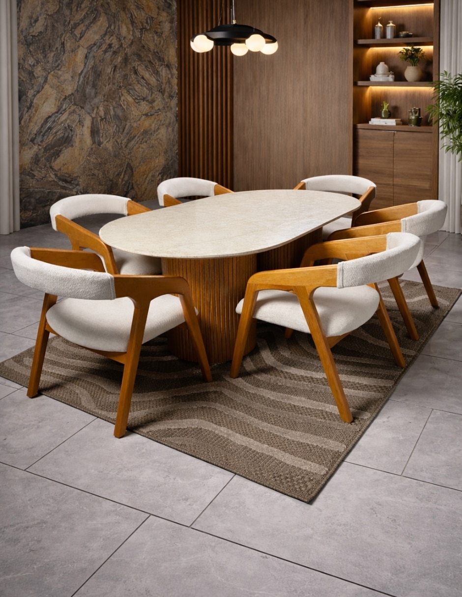 Mesa de comedor No COMEDOR de Madera y mármol 4
