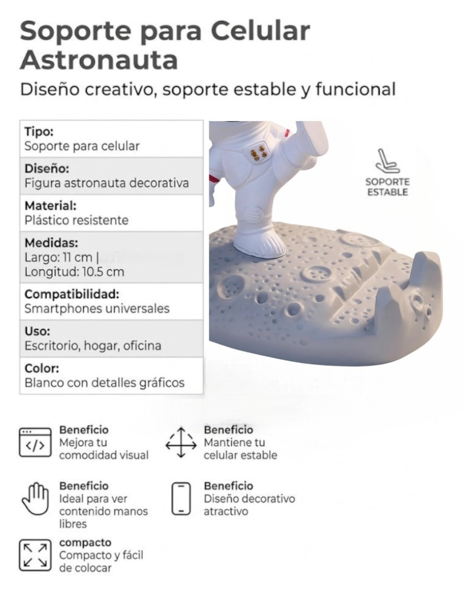 Soporte para Celular Inalámbrico Edición Línea Astronauta 2