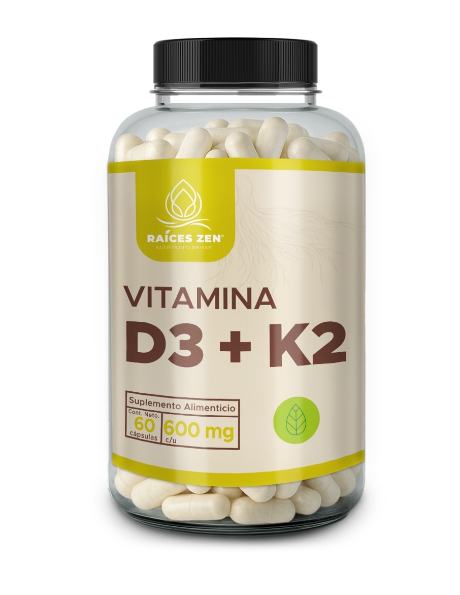 Vitamina D3 + K2 Raíces Zen Raices Zen de 60 cap Vitamina D3 + K2 Raíces Zen Raices Zen de 60 cap