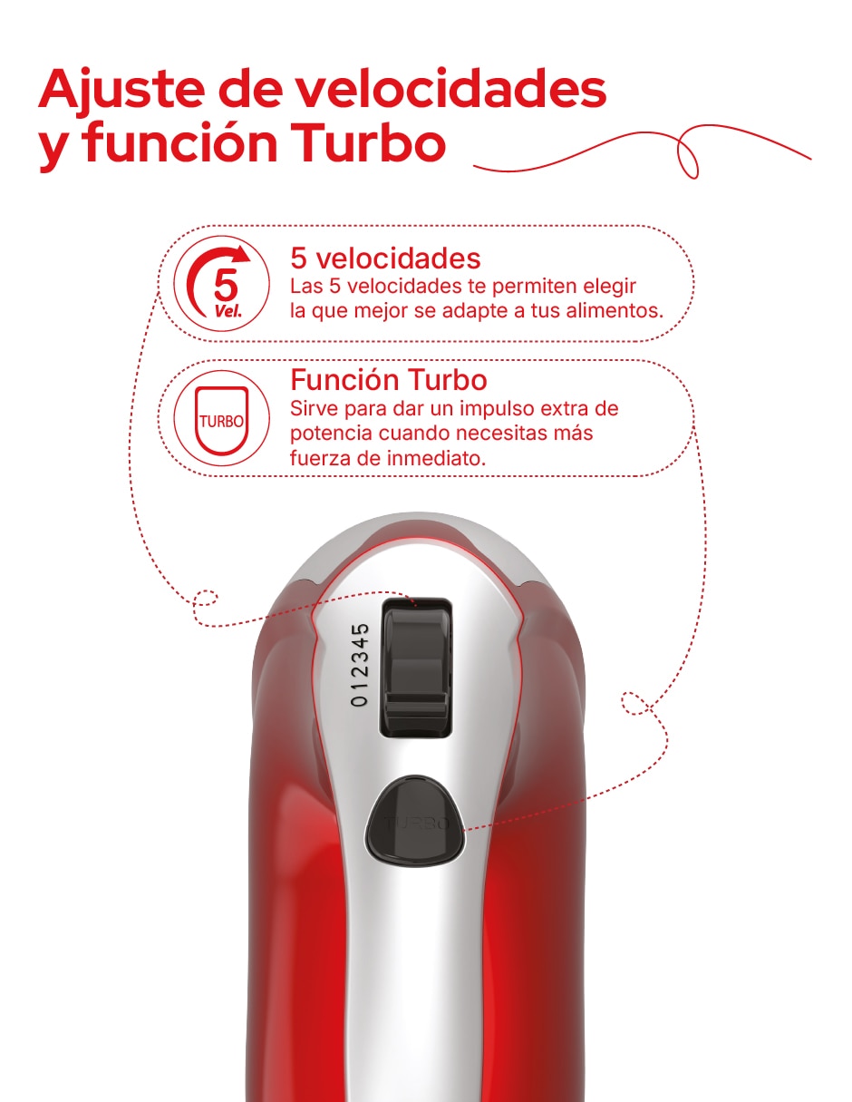 Batidora manual Cookit 5 velocidades + 1 turbo velocidades CHM01