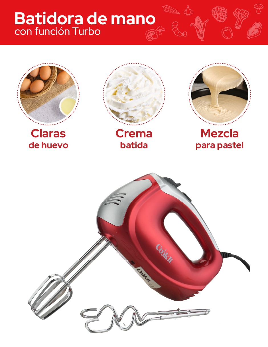 Batidora manual Cookit 5 velocidades + 1 turbo velocidades CHM01