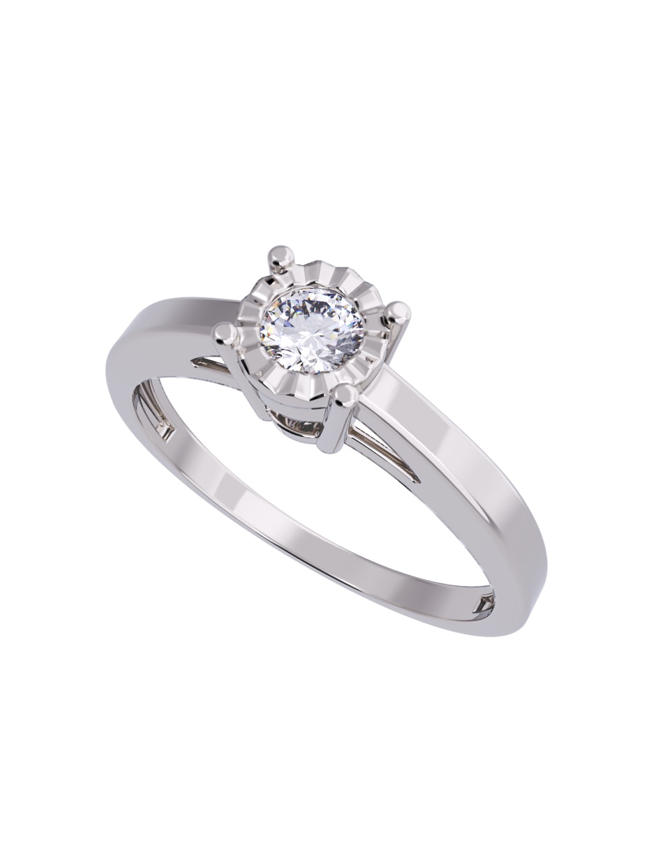 Anillo de compromiso de oro 10 K diamante 2