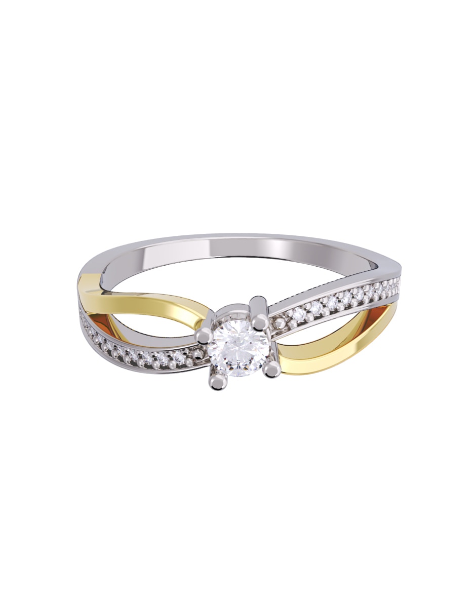Anillo de compromiso de oro 10 K diamante
