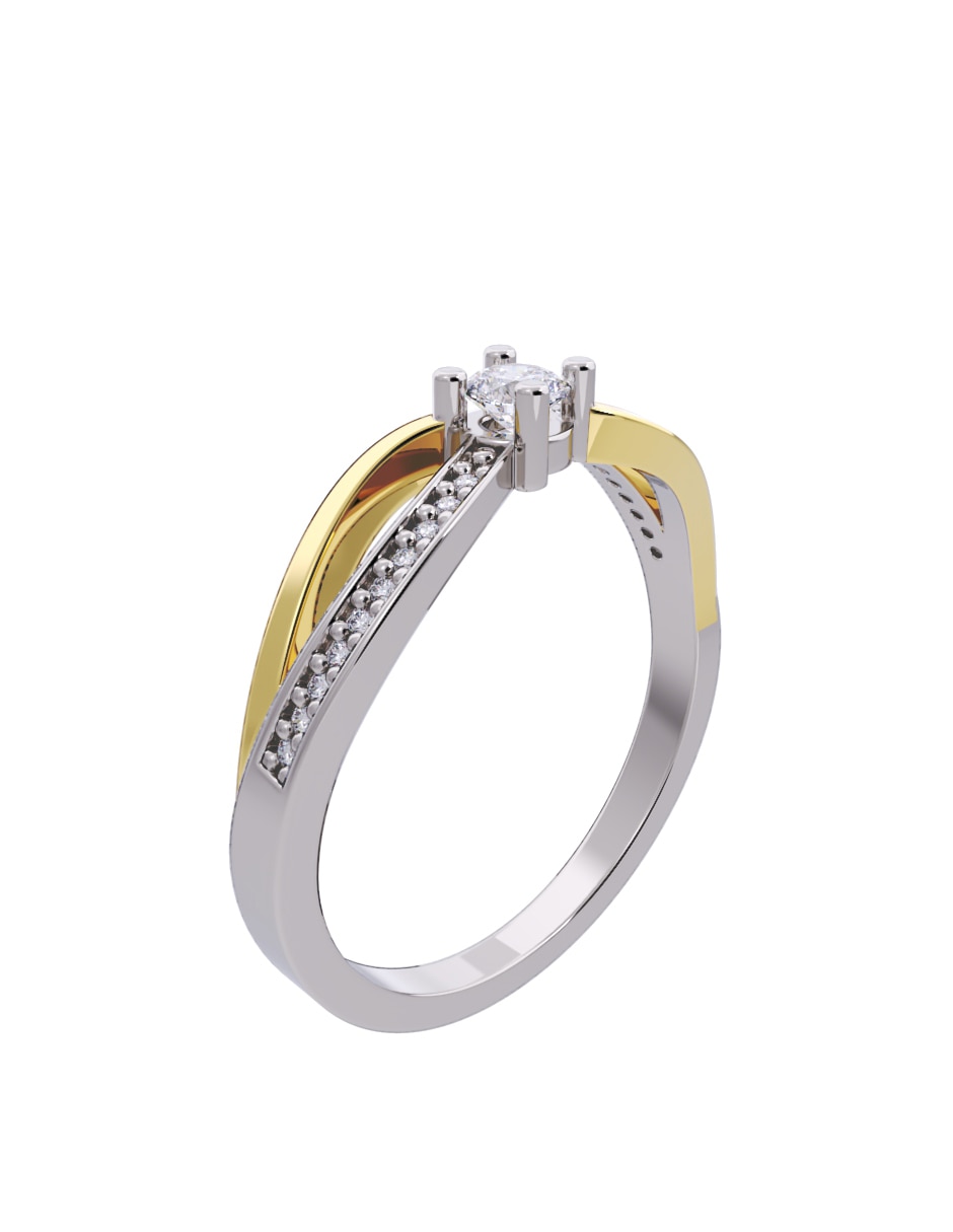 Anillo de compromiso de oro 10 K Fonelli diamante