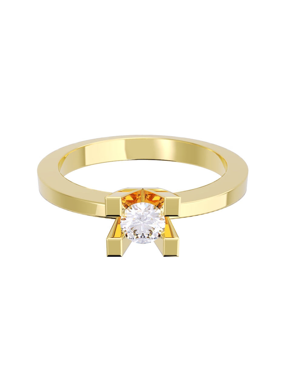Anillo de compromiso de oro 10 K diamante