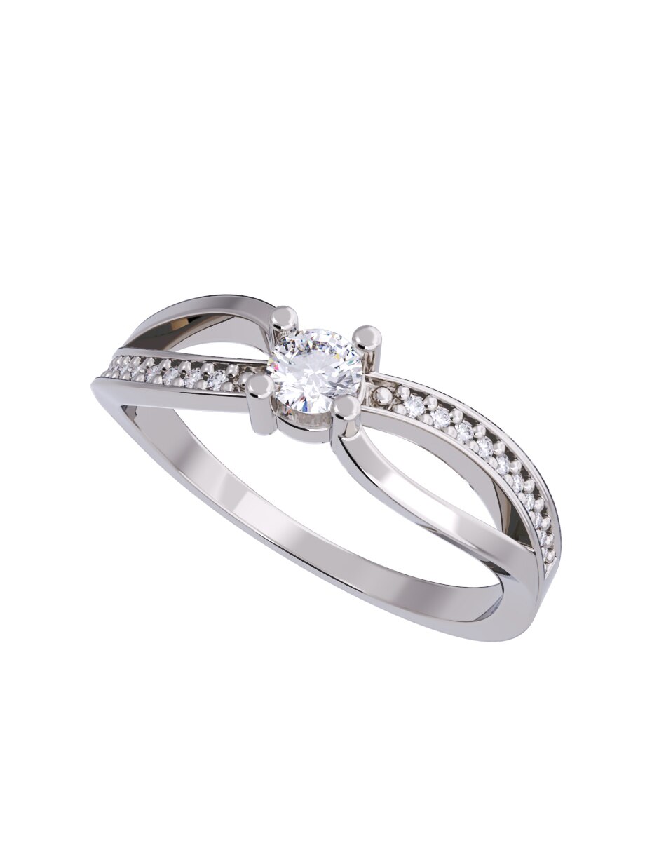 Anillo de compromiso de oro 10 K diamante 2