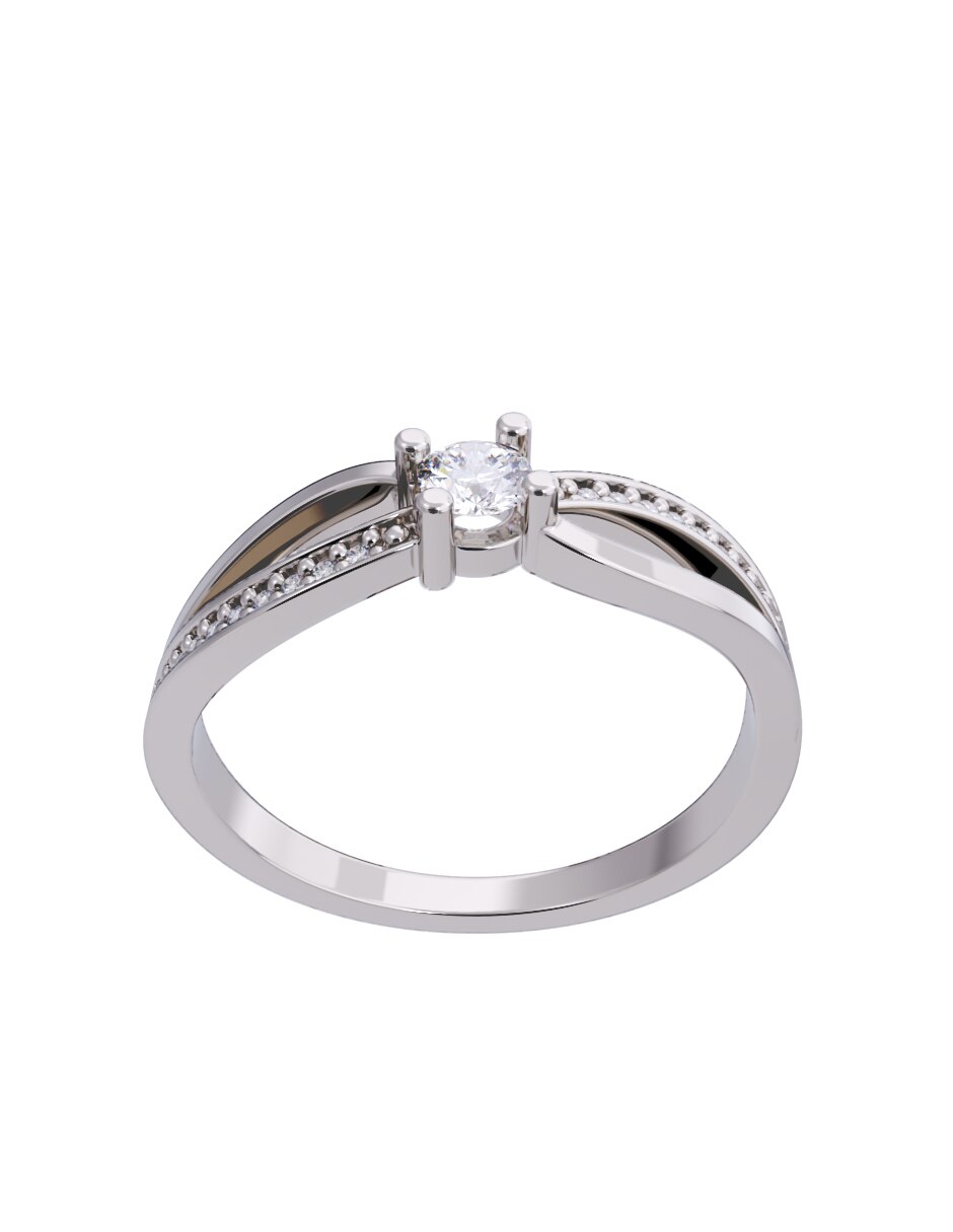 Anillo de compromiso de oro 10 K diamante 3