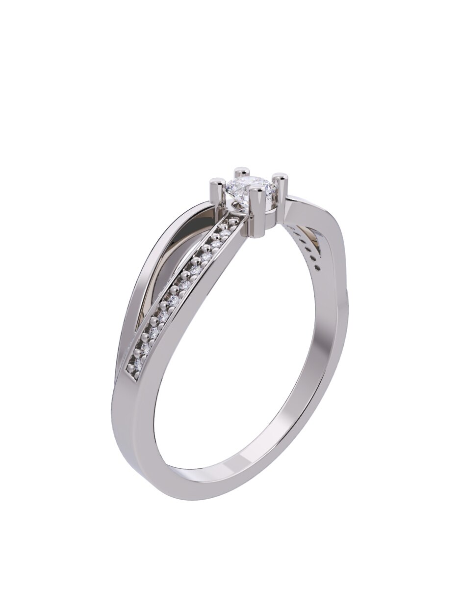 Anillo de compromiso de oro 10 K diamante 4