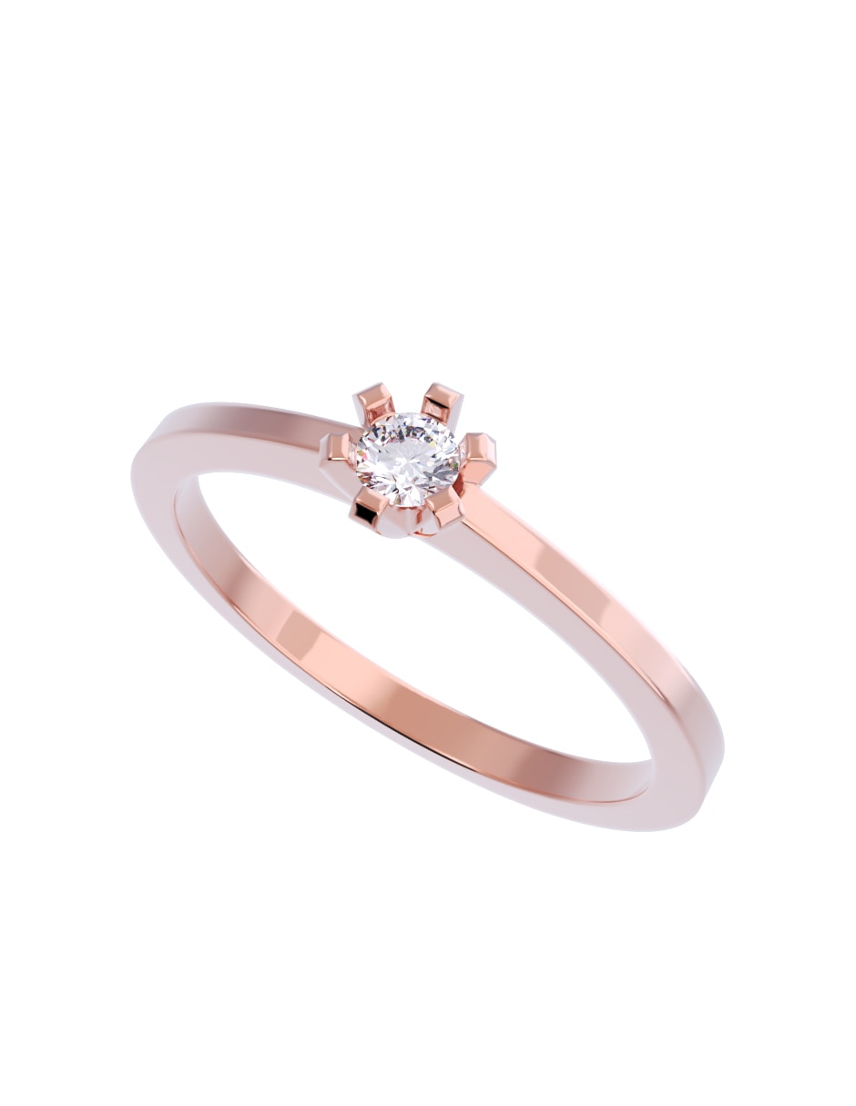 Anillo de compromiso de oro 10 K diamante 2