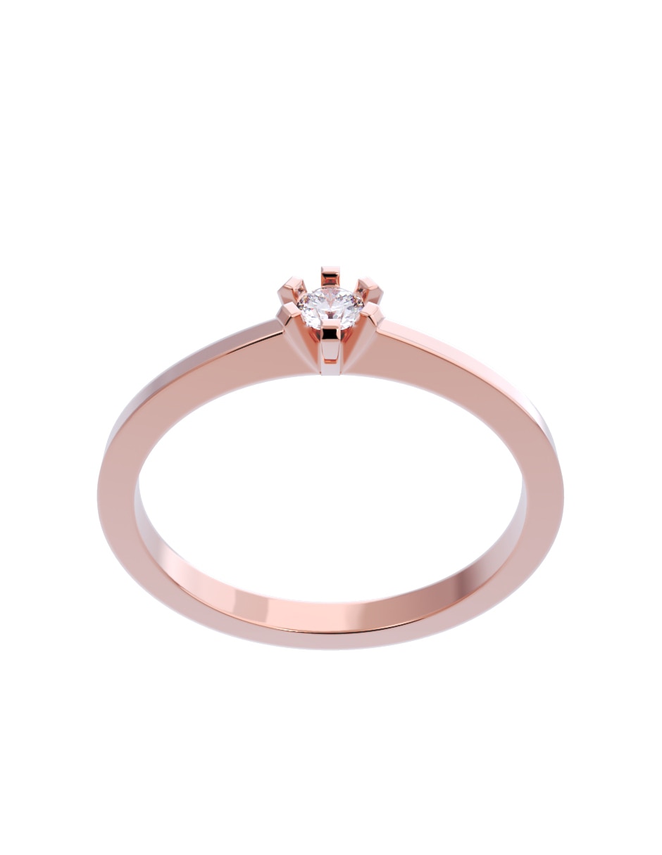 Anillo de compromiso de oro 10 K diamante 3