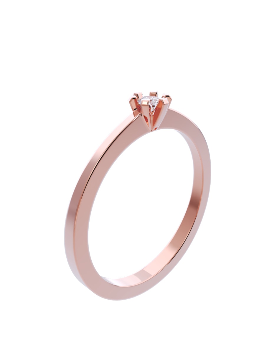 Anillo de compromiso de oro 10 K diamante 4