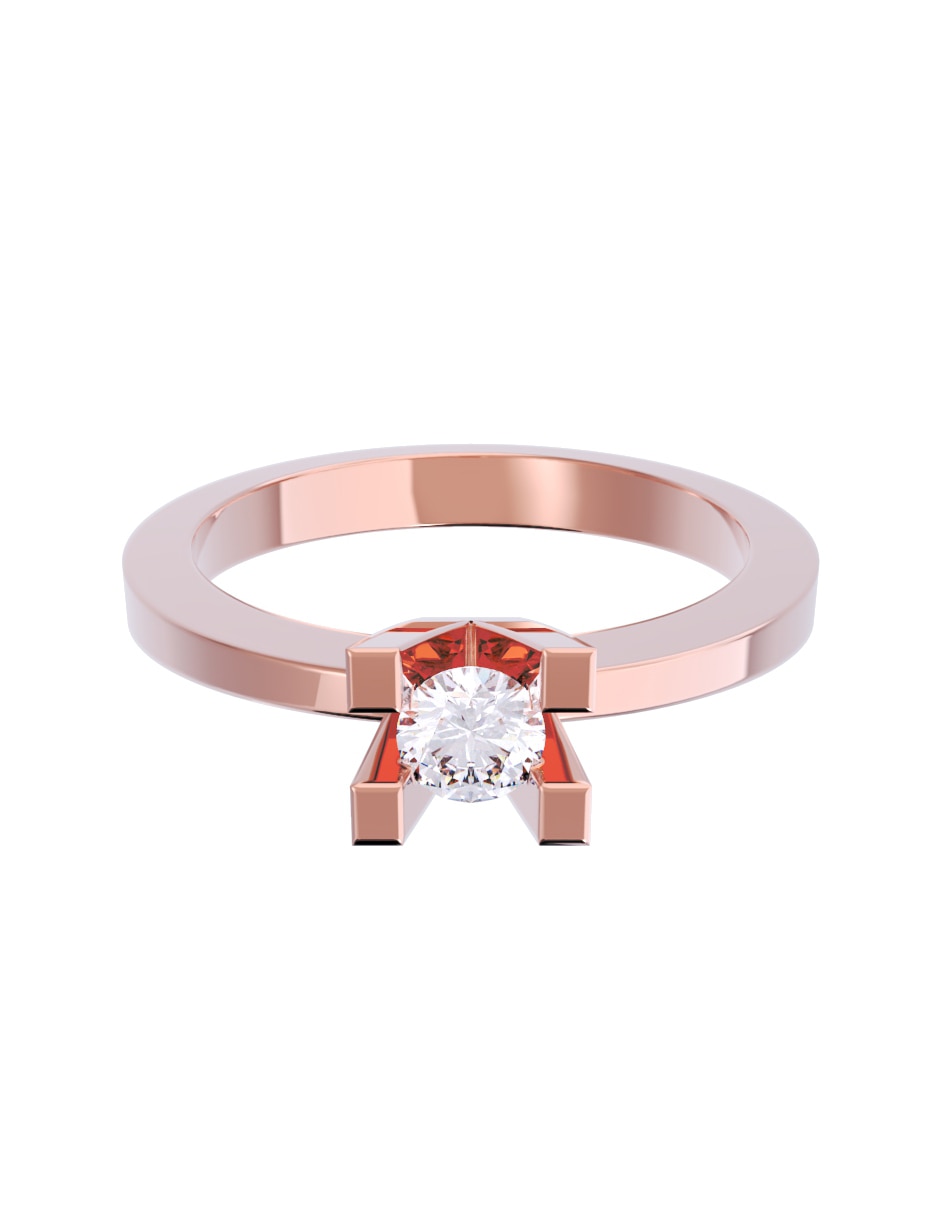 Anillo de compromiso de oro 10 K diamante 1