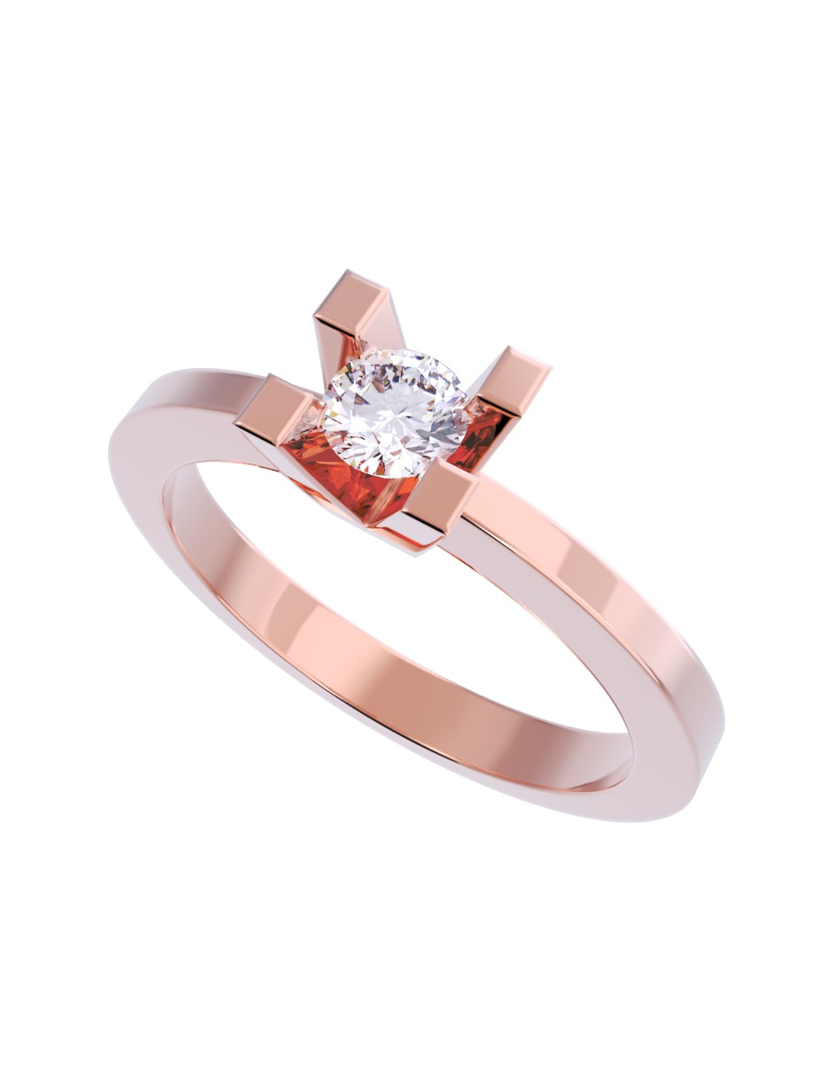 Anillo de compromiso de oro 10 K diamante 2